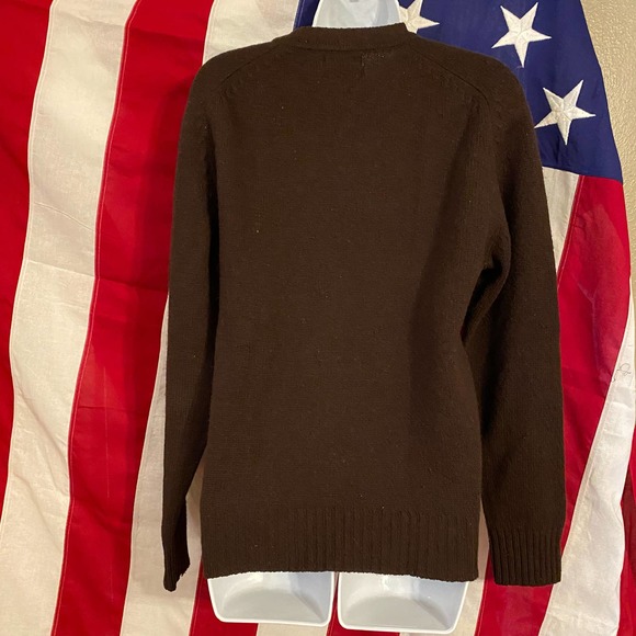 VTG Mens L Foleys Wool V Neck Chocolate Brown Sweater - Picture 5 of 5